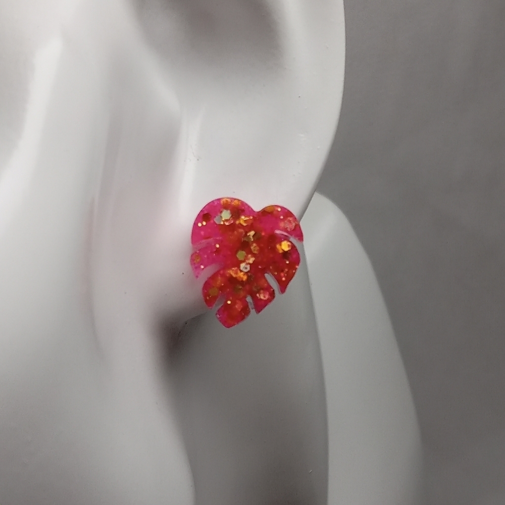 5/$25 Pink and Gold Leaf Earrings
